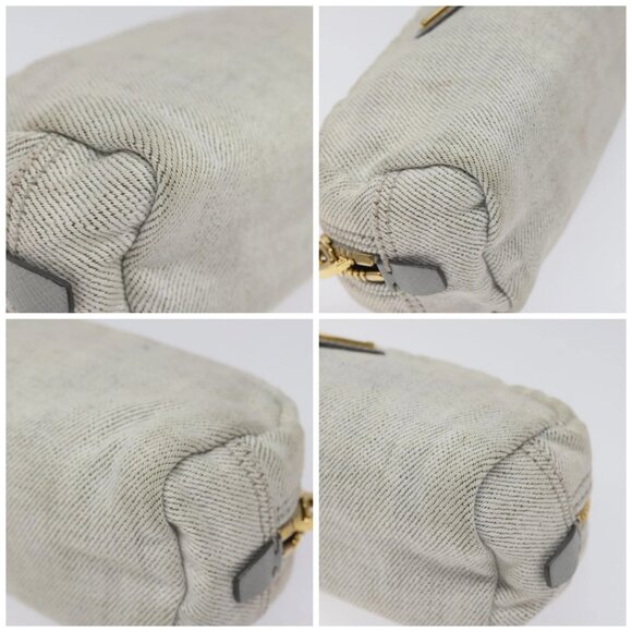 PRADA Pouch Canvas Gray Gold Auth ac3649 - Picture 16 of 16